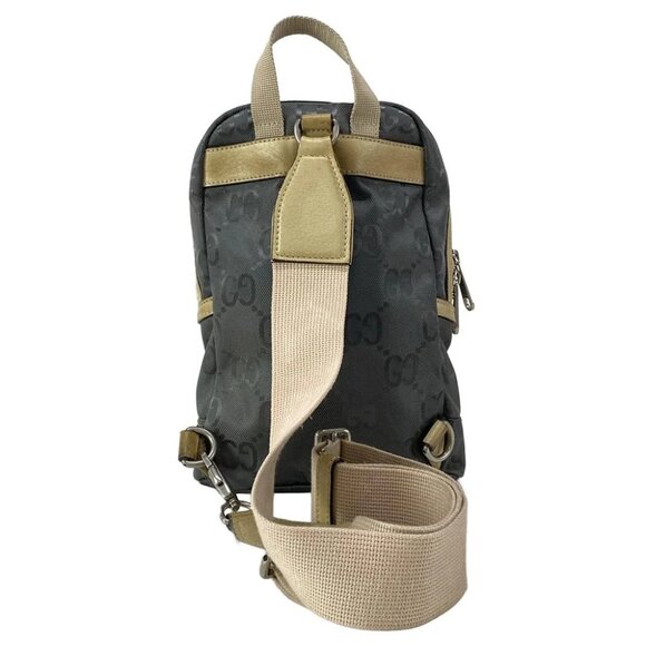 GUCCI Gucci Off the Grid Sling Backpack Dark Gray Beige Nylon - - Picture 3 of 16
